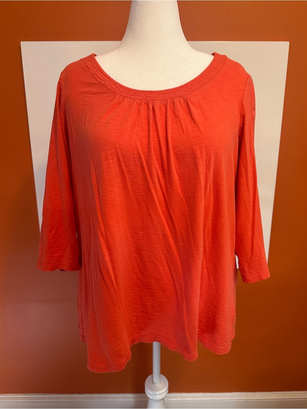 Coldwater Creek Coral Orange Slub Knit Scoop Neck Top 2X